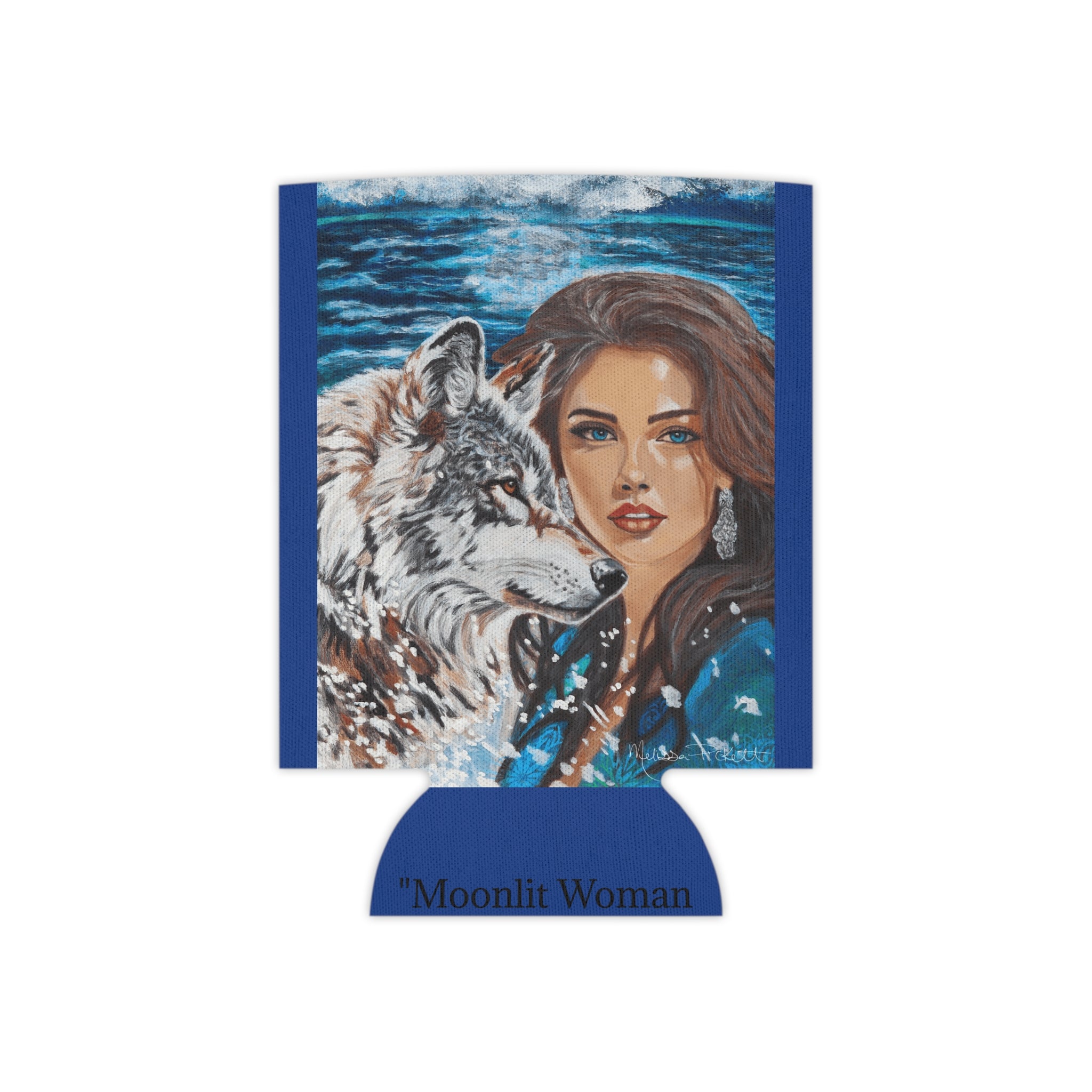 Moonlit Woman & Wolf | Can Cooler
