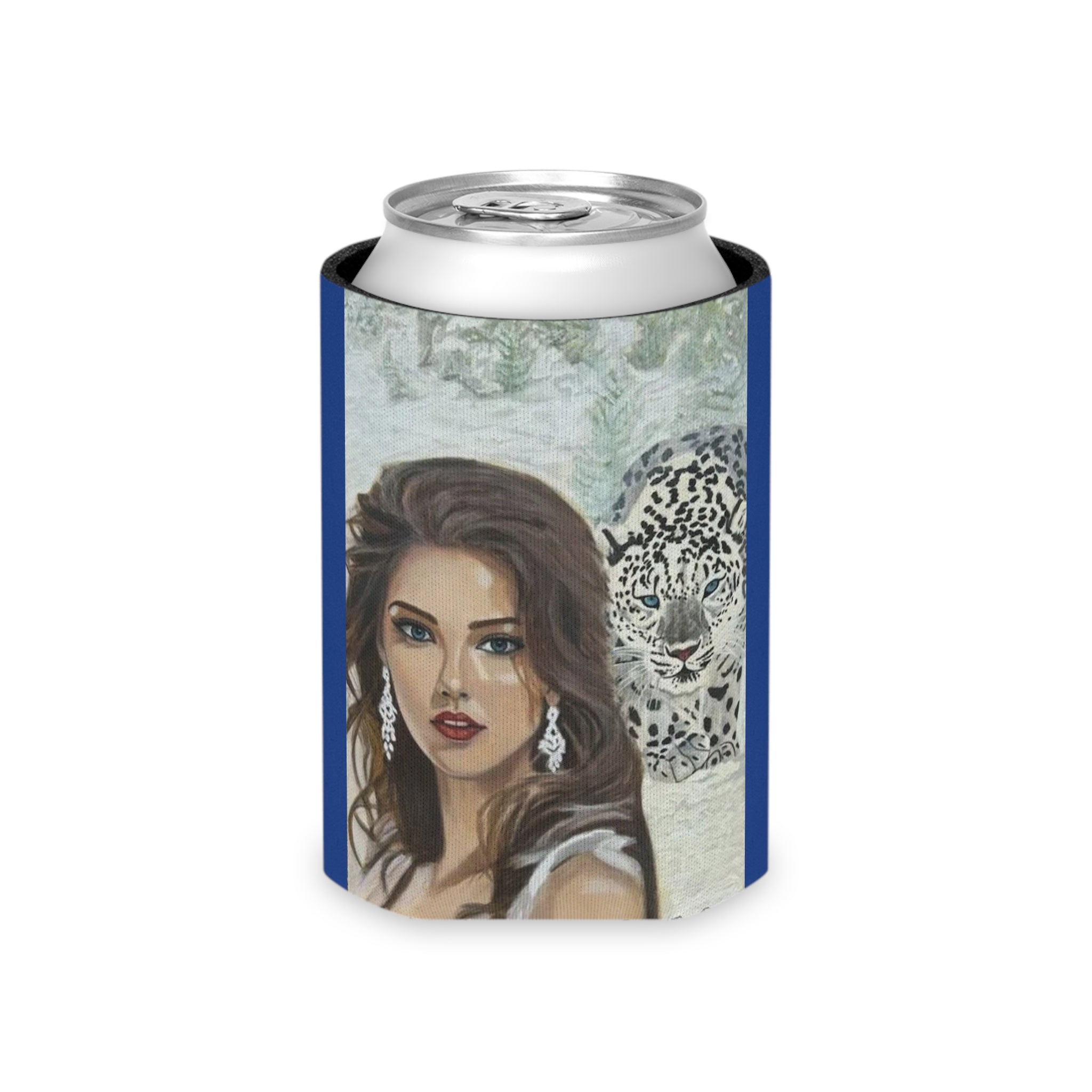 Woman & Snow Leopard | Can Cooler