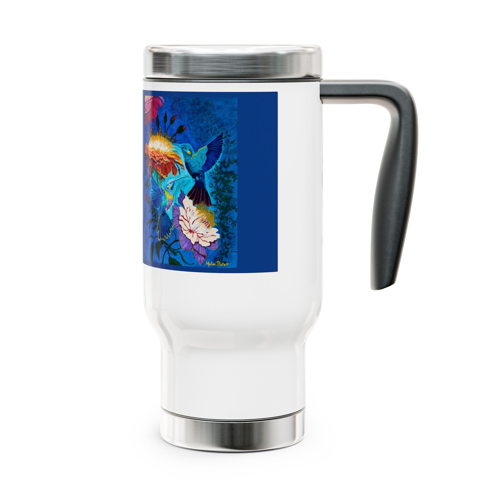 Pair of Hummingbirds | Stainless Steel Travel Mug with Handle, 14oz