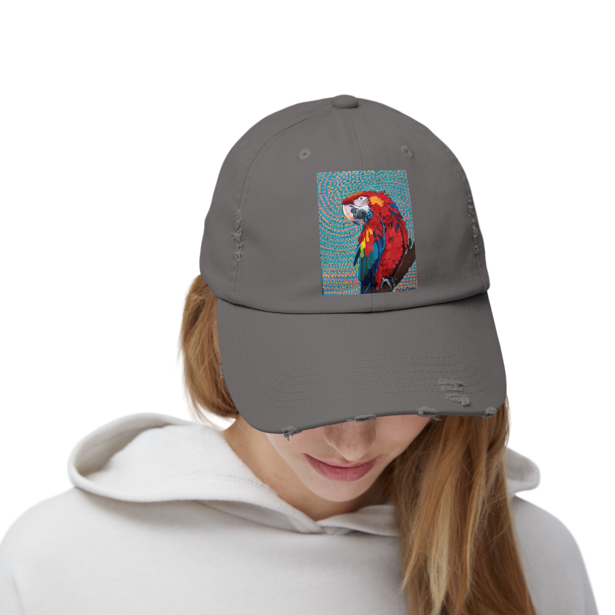 Scarlet Spiral/Directional Scarlet | Unisex Distressed Cap