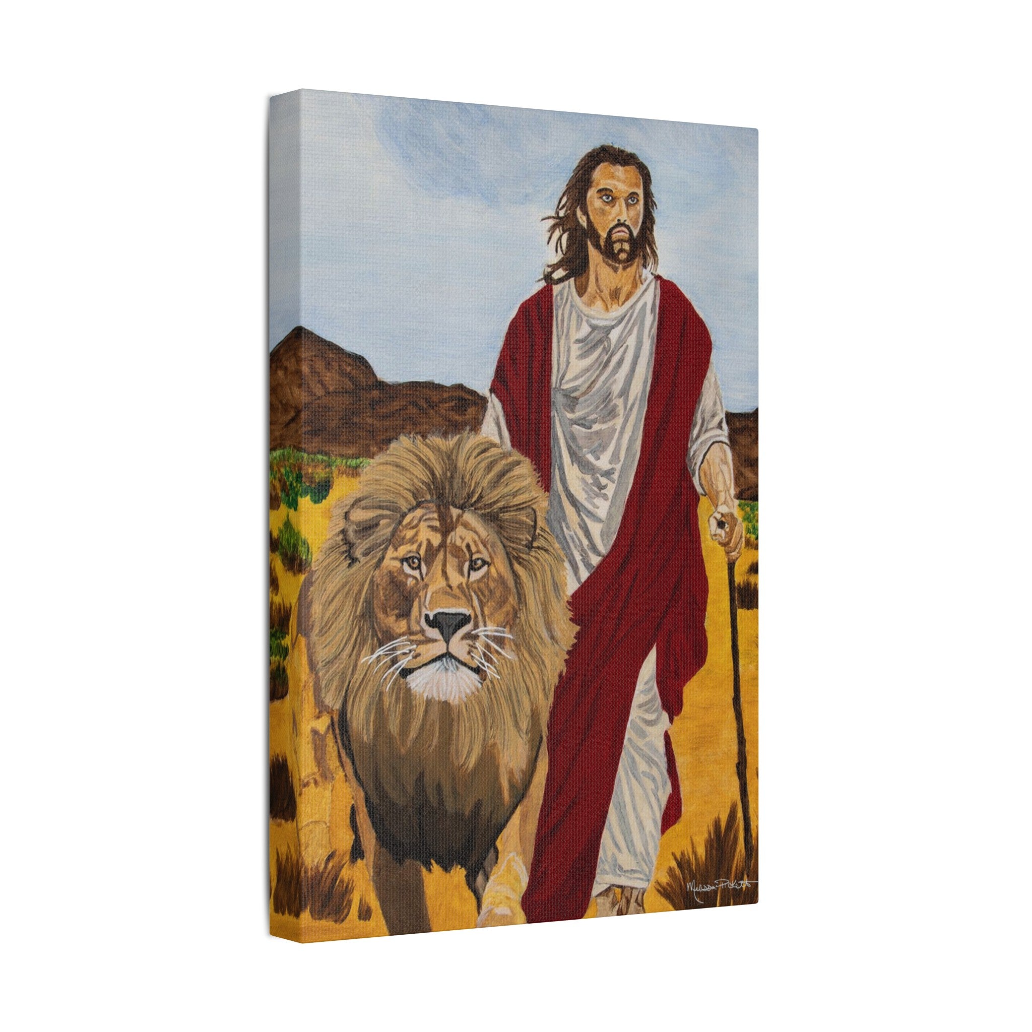 Jesus & The Lion | Satin Canvas, Stretched