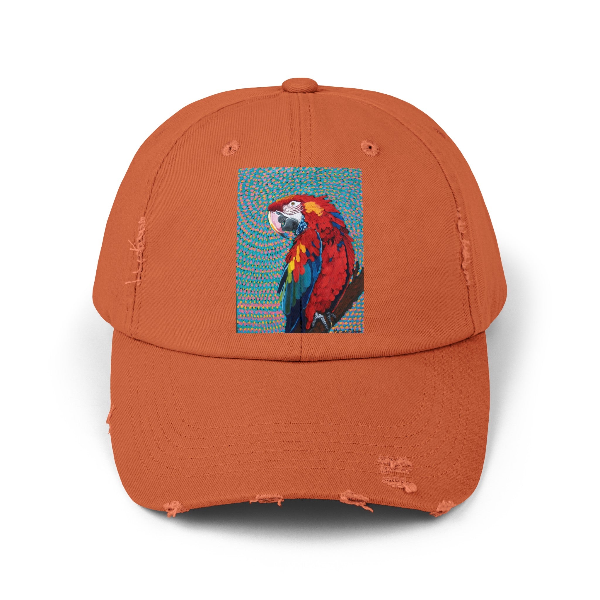 Scarlet Spiral/Directional Scarlet | Unisex Distressed Cap