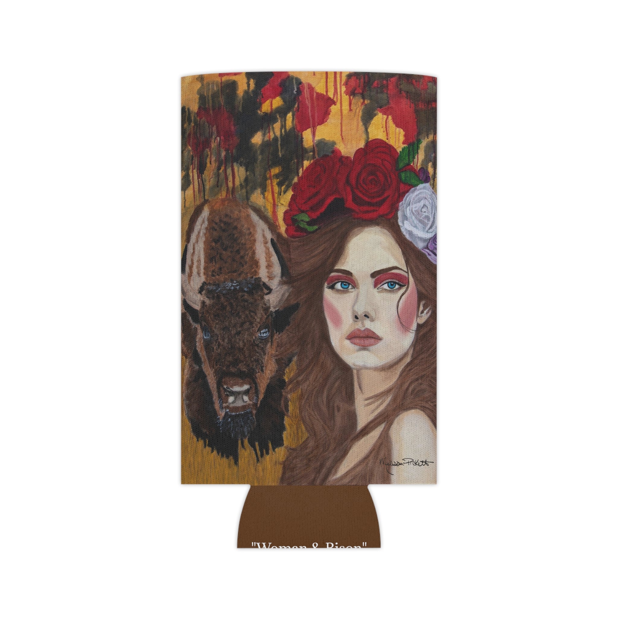 Woman & Bison | Can Cooler