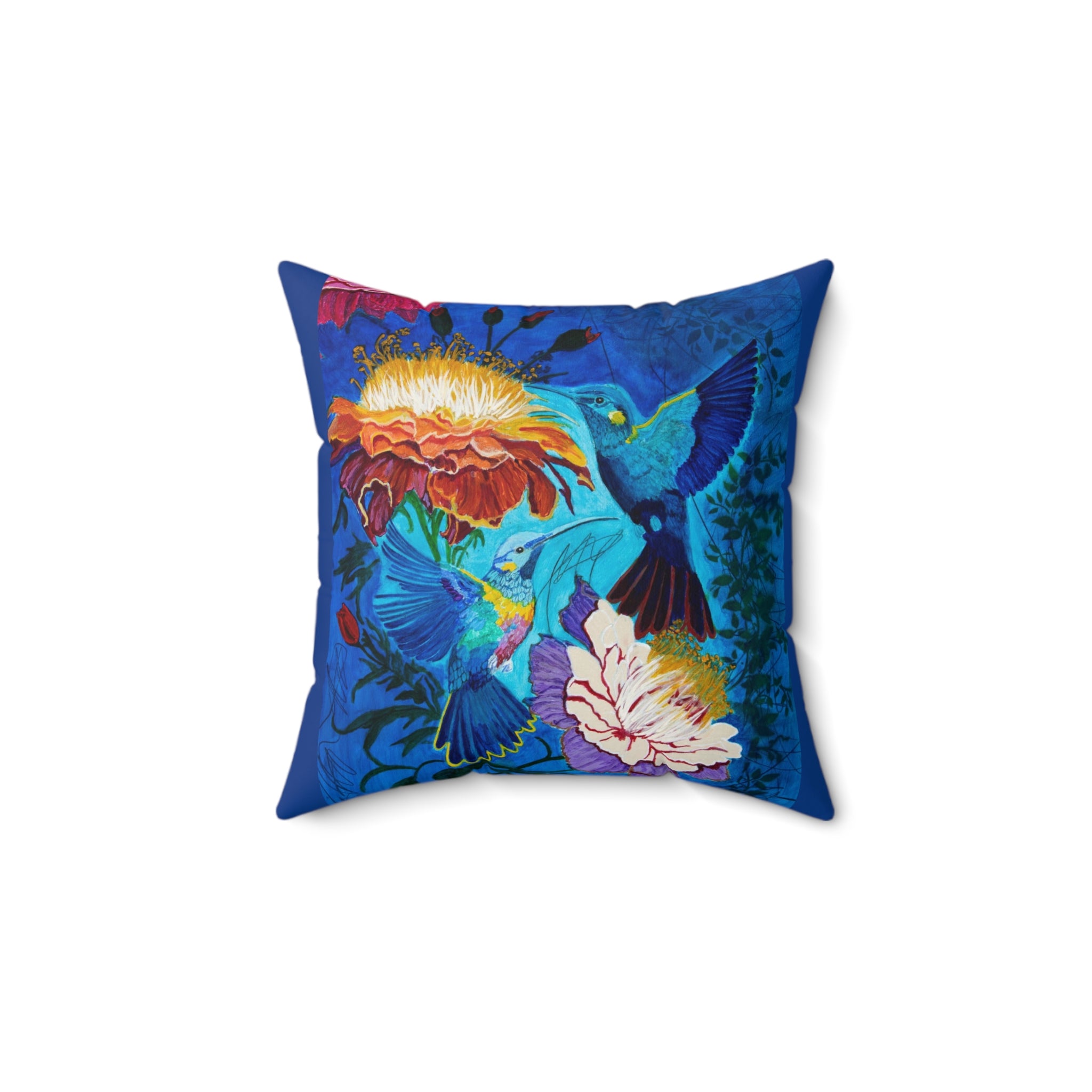 Pair of Hummingbirds | Spun Polyester Square Pillow