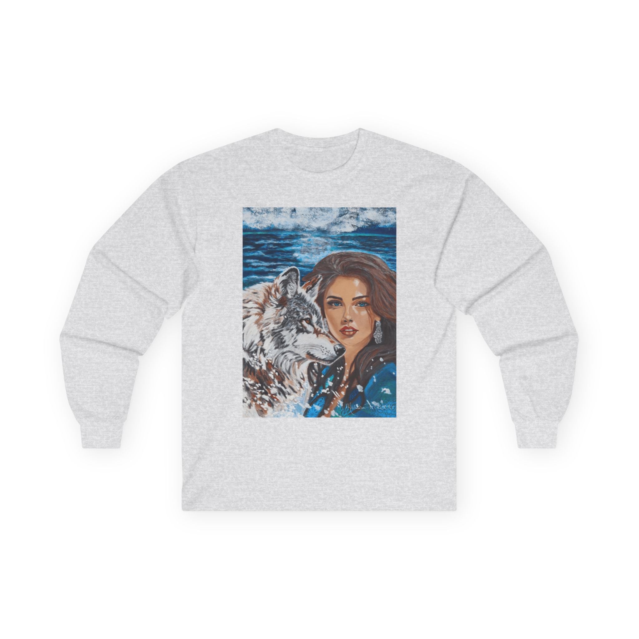 Moonlit Woman & Wolf | Unisex Ultra Cotton Long Sleeve Tee