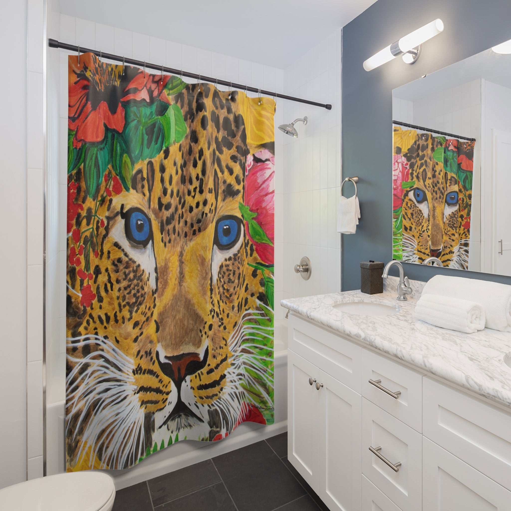 Jaguar & Flowers | Shower Curtains