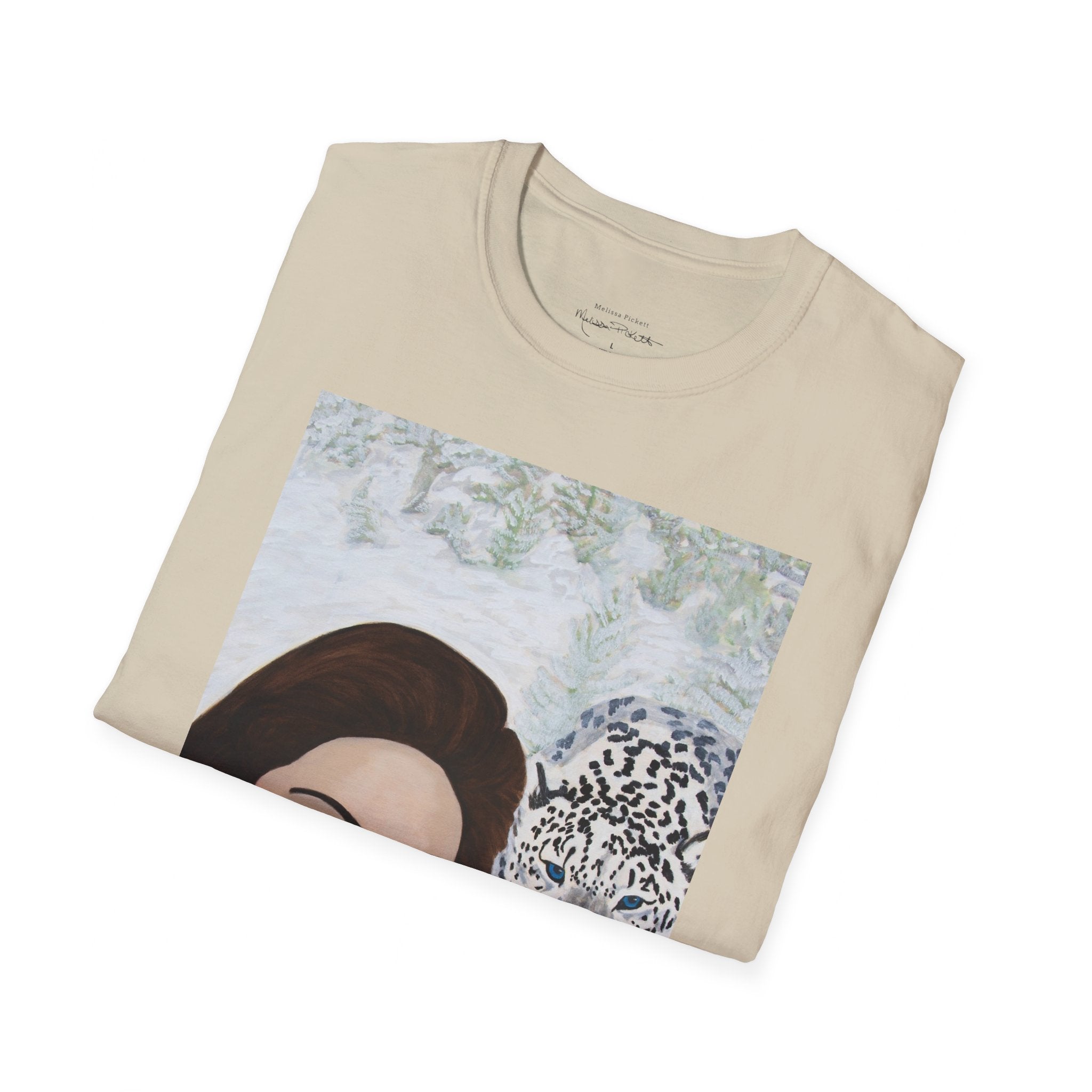 Woman & Snow Leopard | Unisex Softstyle T-Shirt