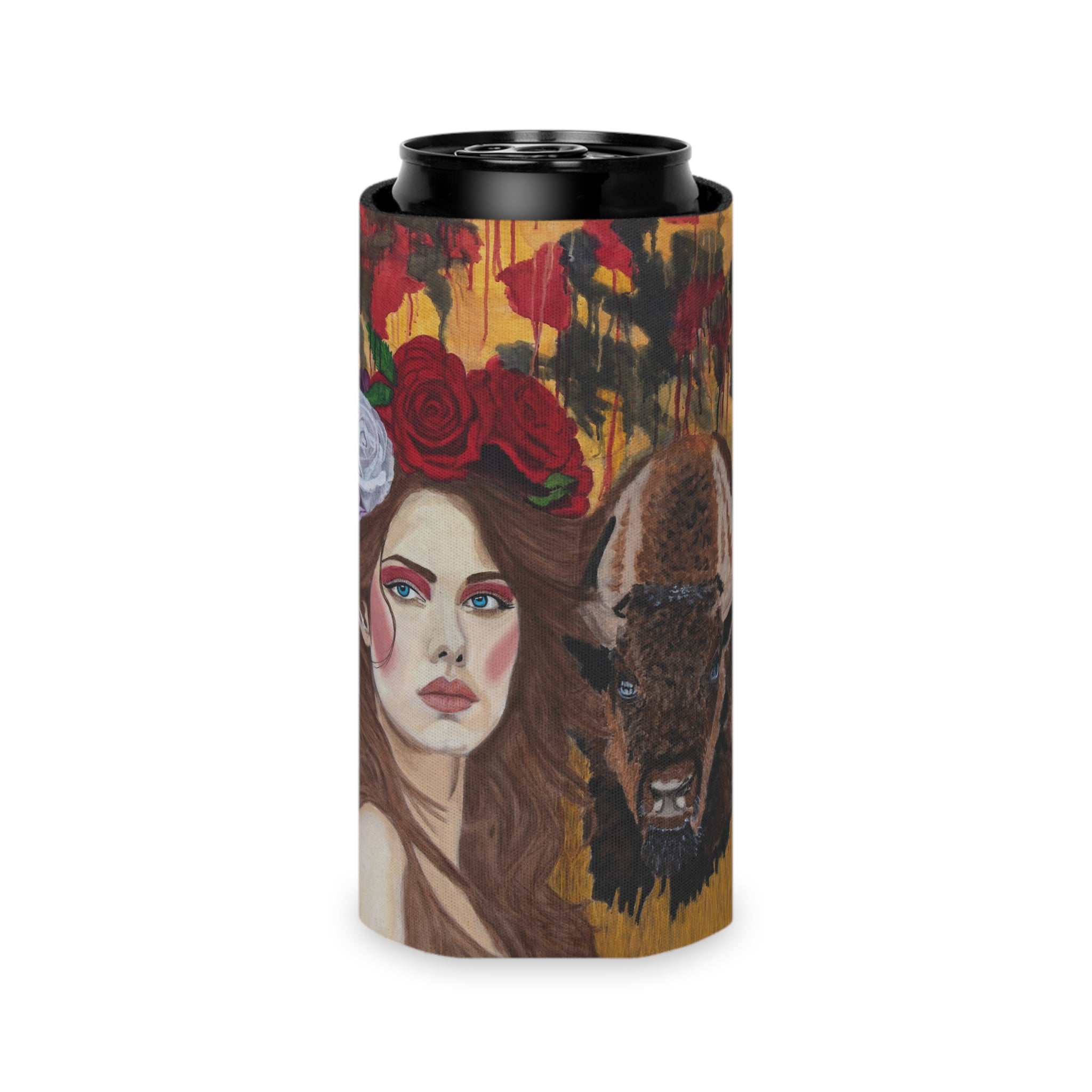 Woman & Bison | Can Cooler