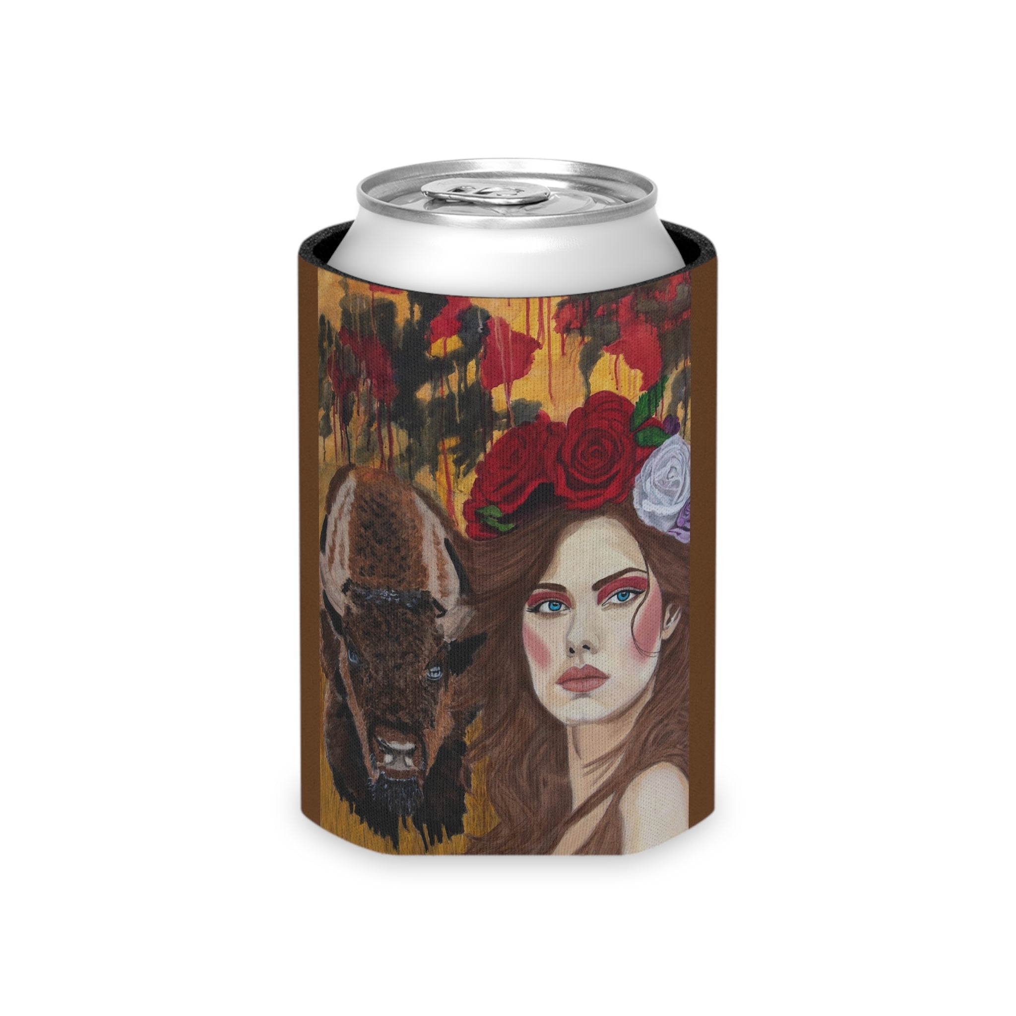 Woman & Bison | Can Cooler