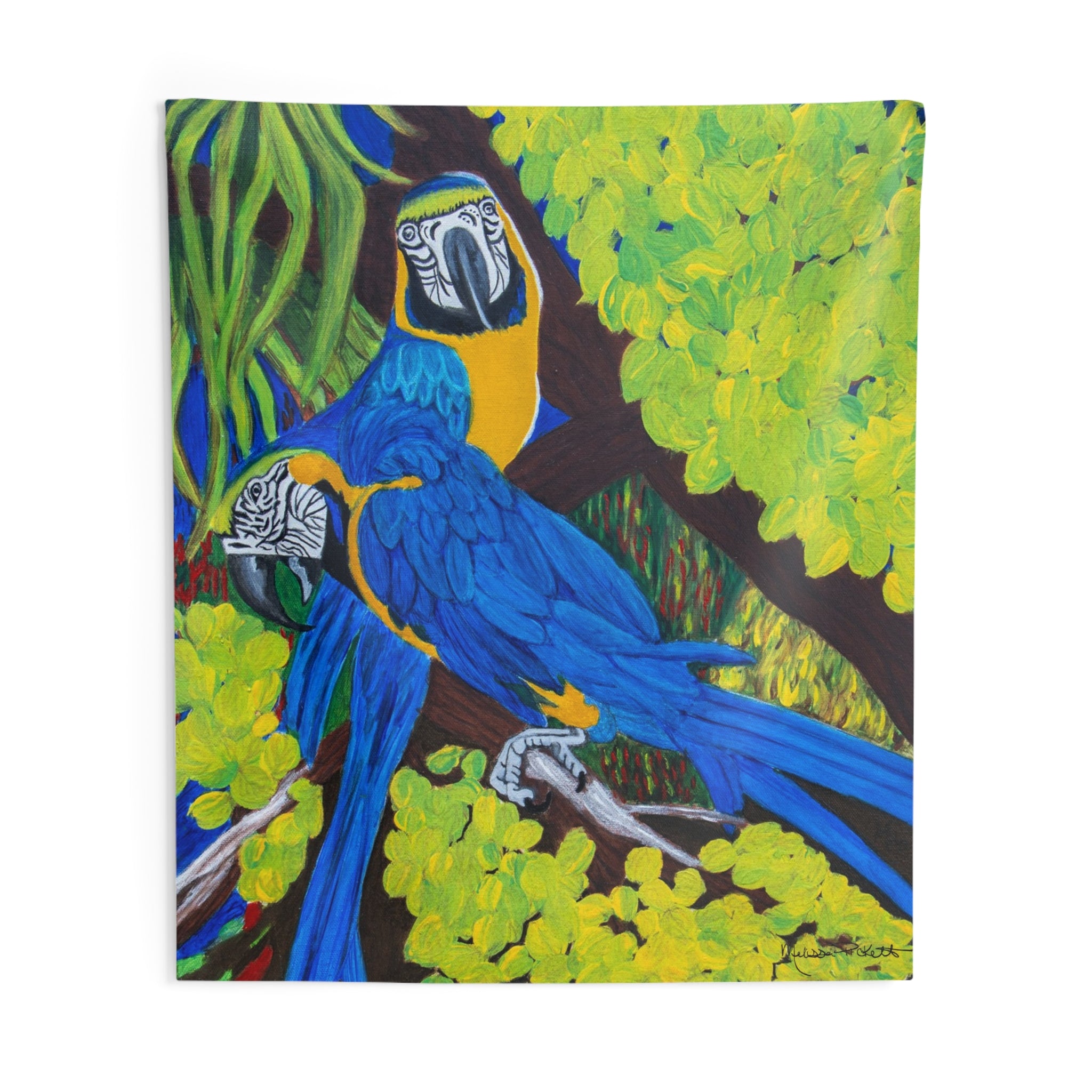 Two Gold & Blue Macaws | Indoor Wall Tapestries