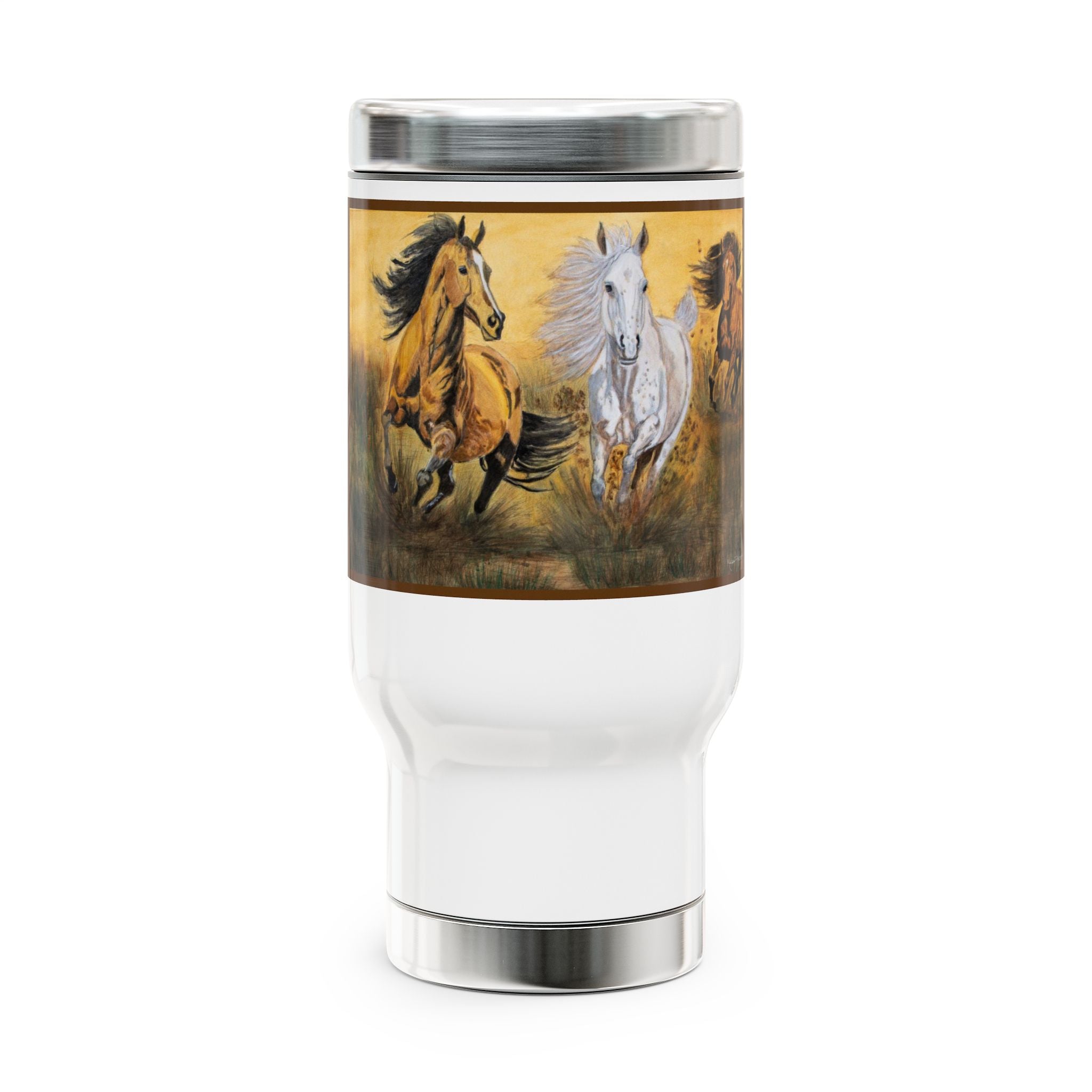 Wild Horses | Stainless Steel Travel Mug with Handle, 14oz