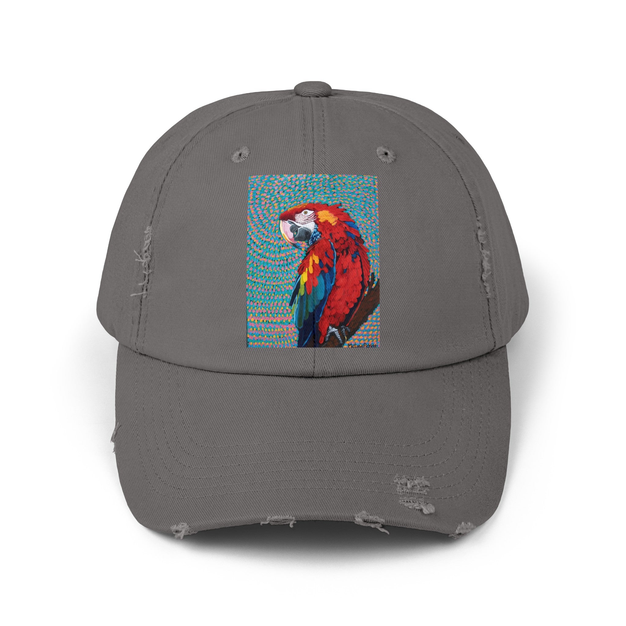 Scarlet Spiral/Directional Scarlet | Unisex Distressed Cap