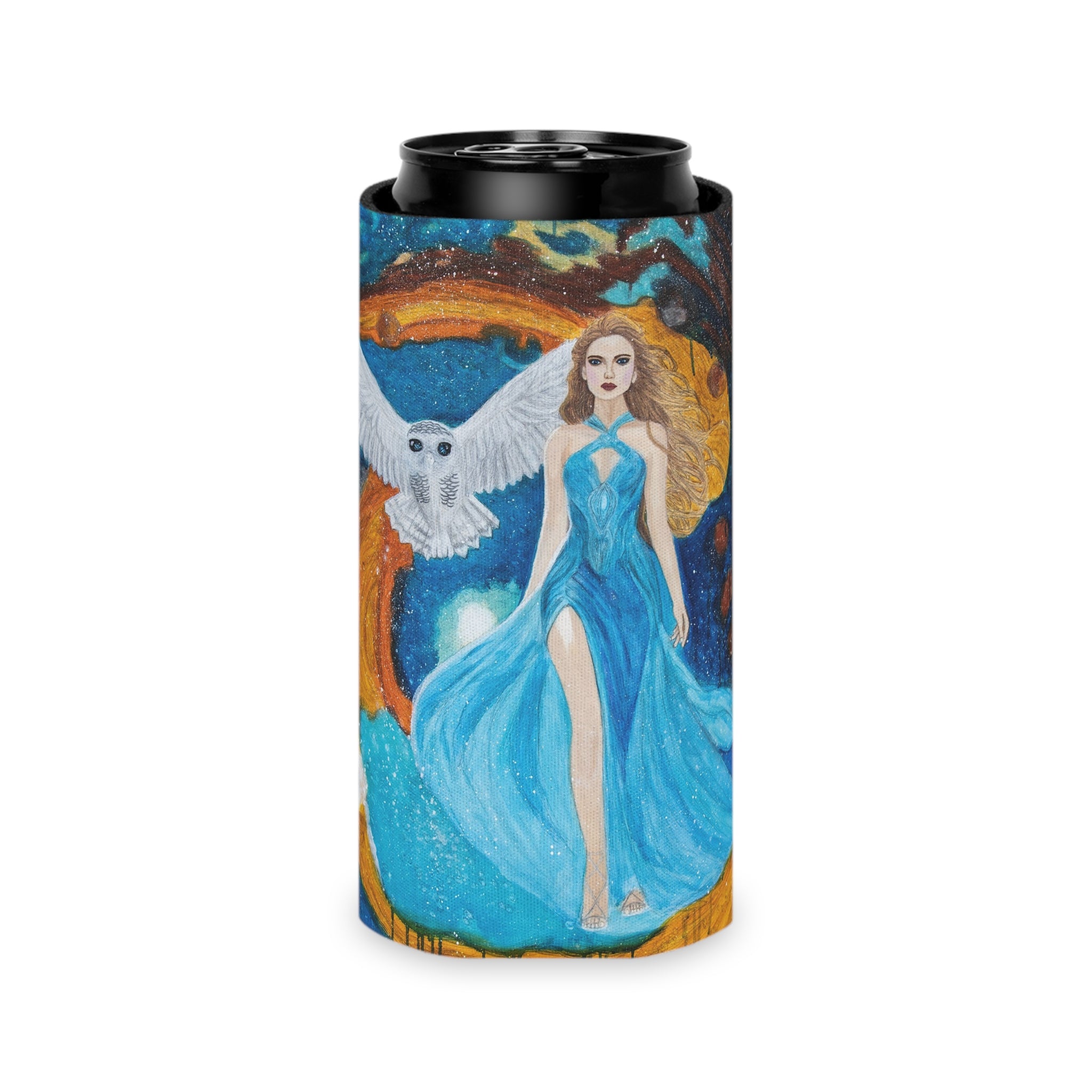 Galaxy Girl with Owl | Can Cooler