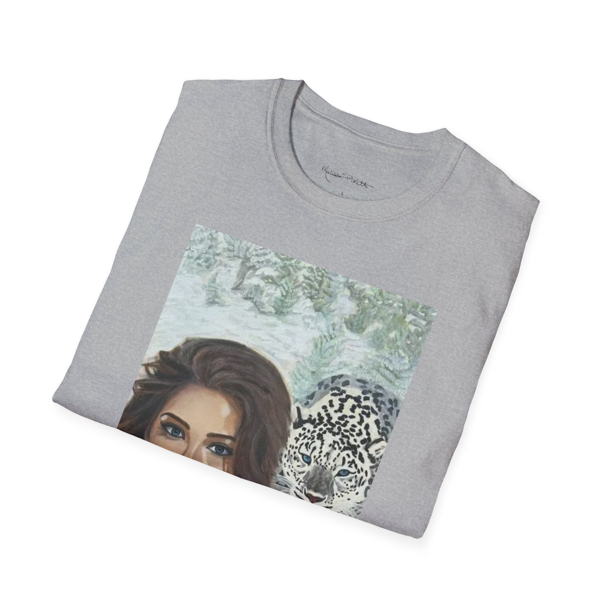 Woman & Snow Leopard | Unisex Softstyle T-Shirt