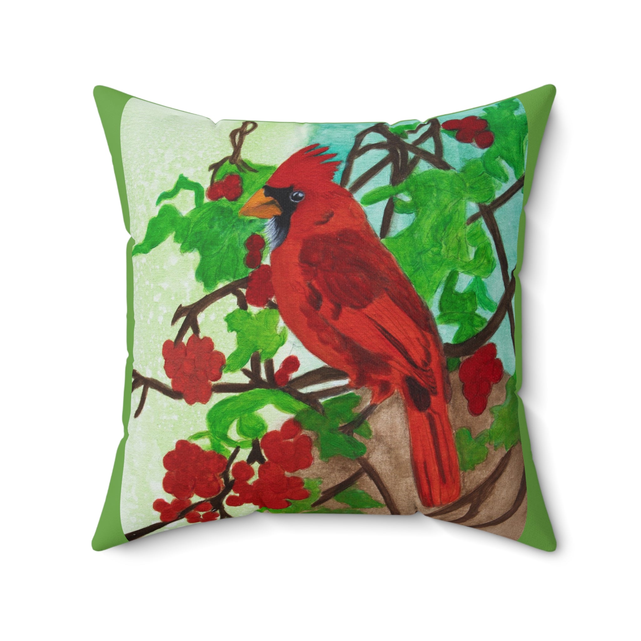 Cardinal (Green) | Spun Polyester Square Pillow