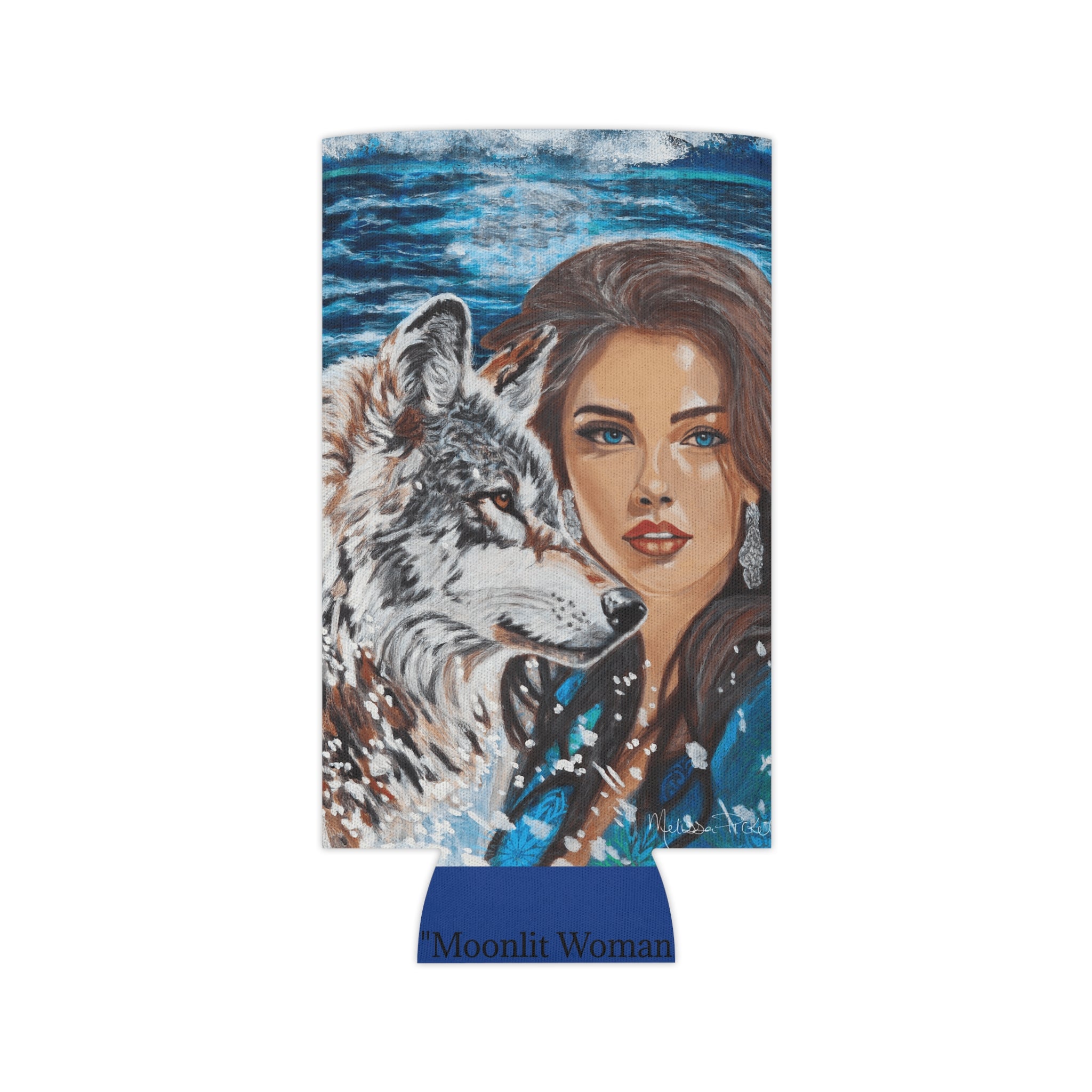 Moonlit Woman & Wolf | Can Cooler