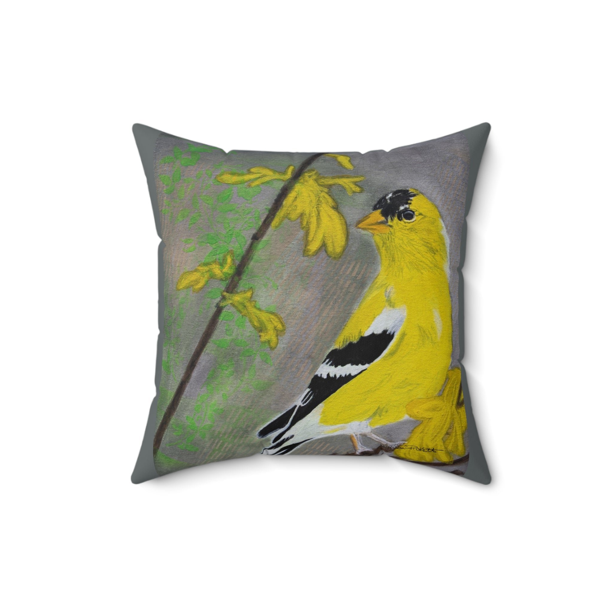 Yellow Finch | Spun Polyester Square Pillow