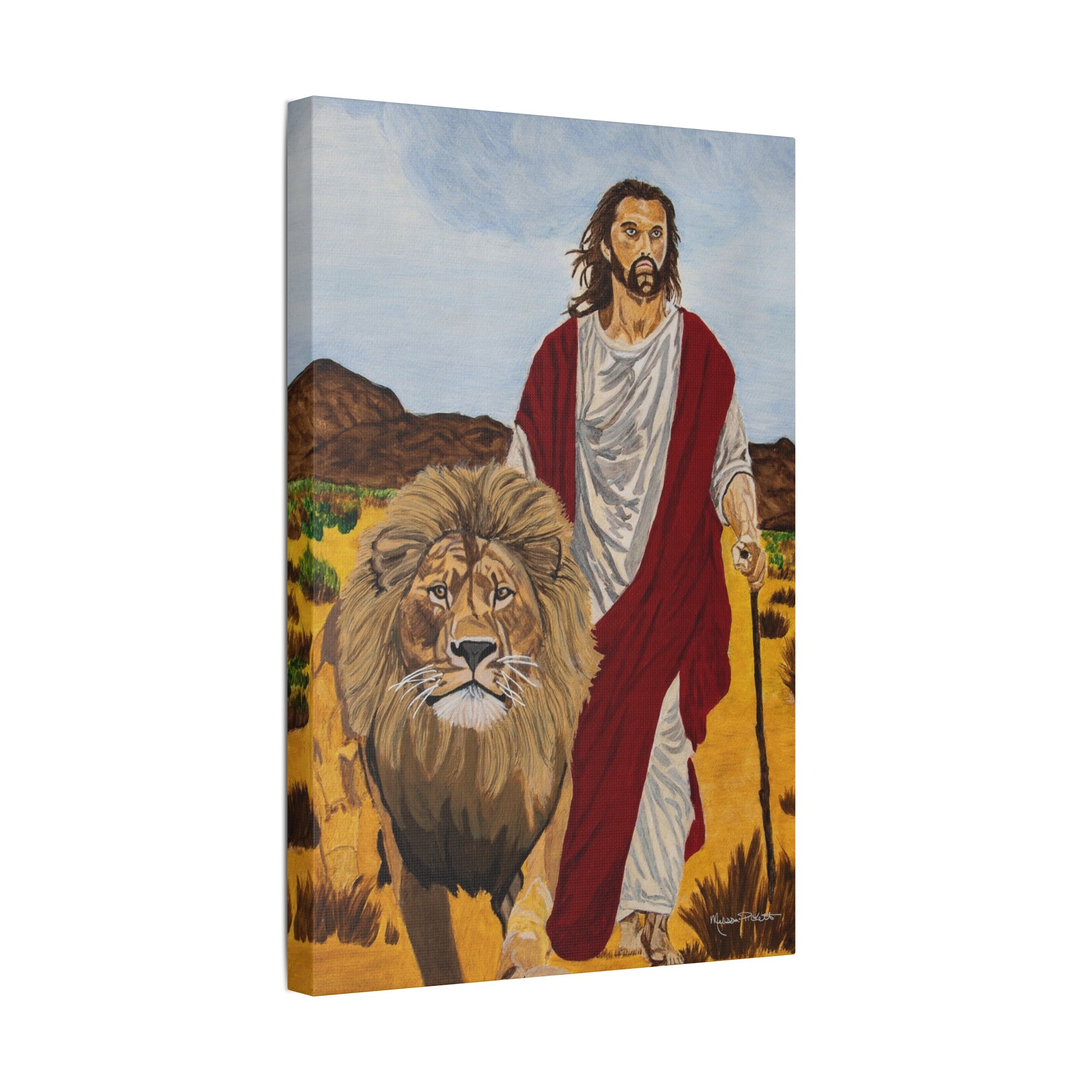 Jesus & The Lion | Satin Canvas, Stretched