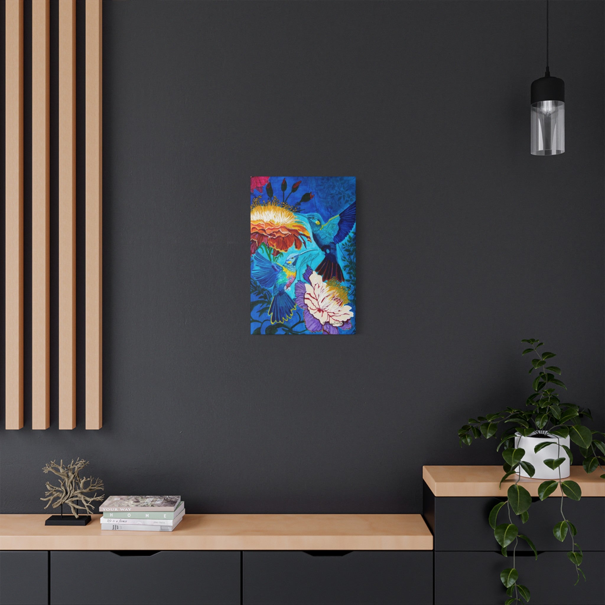 Pair of Hummingbirds | Satin Canvas, Stretched