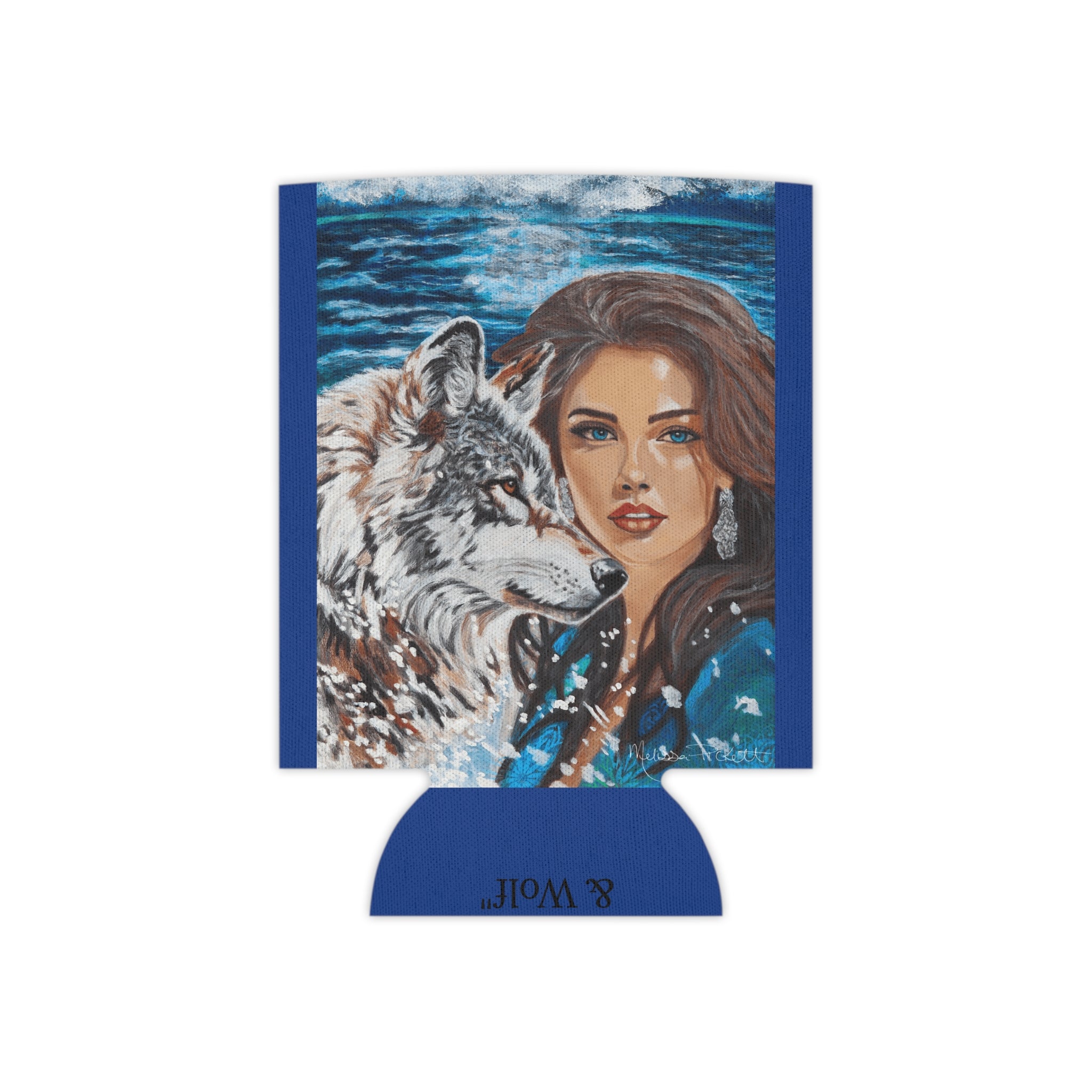 Moonlit Woman & Wolf | Can Cooler