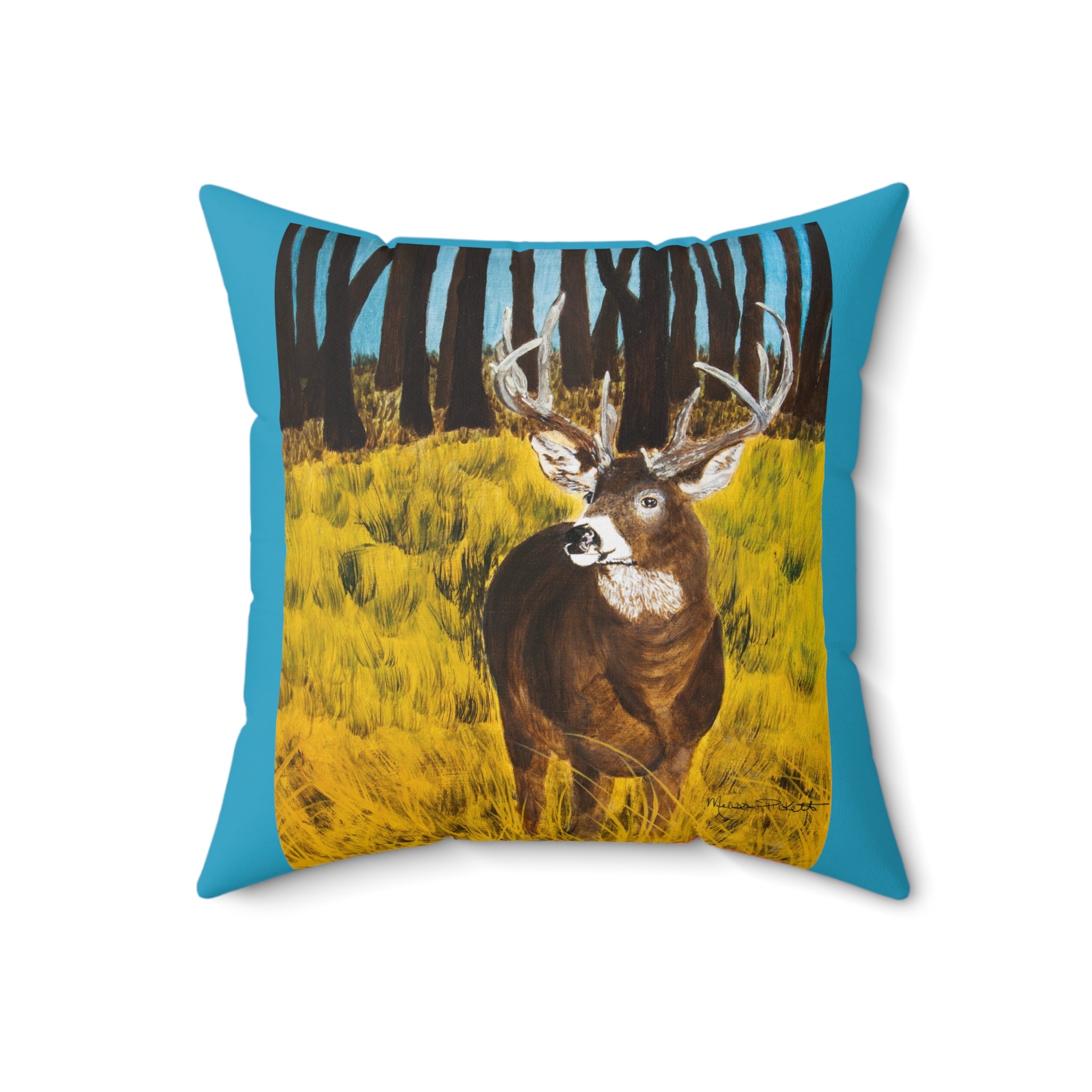 Deer in Clearing | Spun Polyester Square Pillow