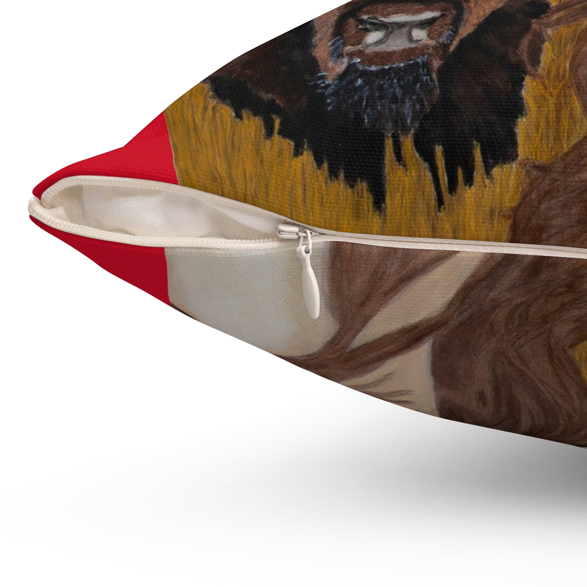 Woman & Bison | Spun Polyester Square Pillow