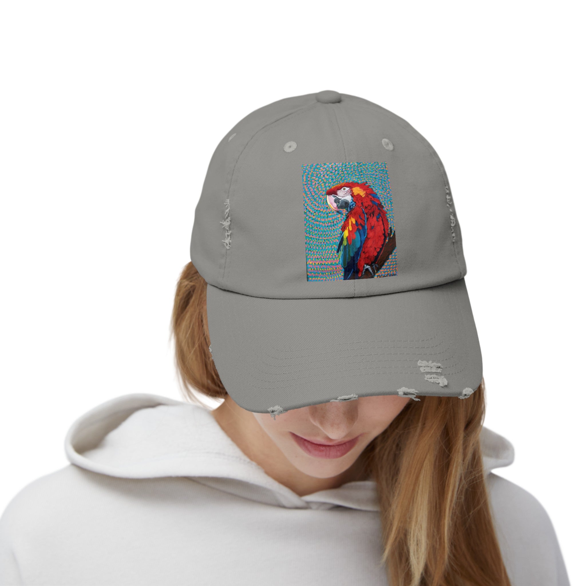 Scarlet Spiral/Directional Scarlet | Unisex Distressed Cap