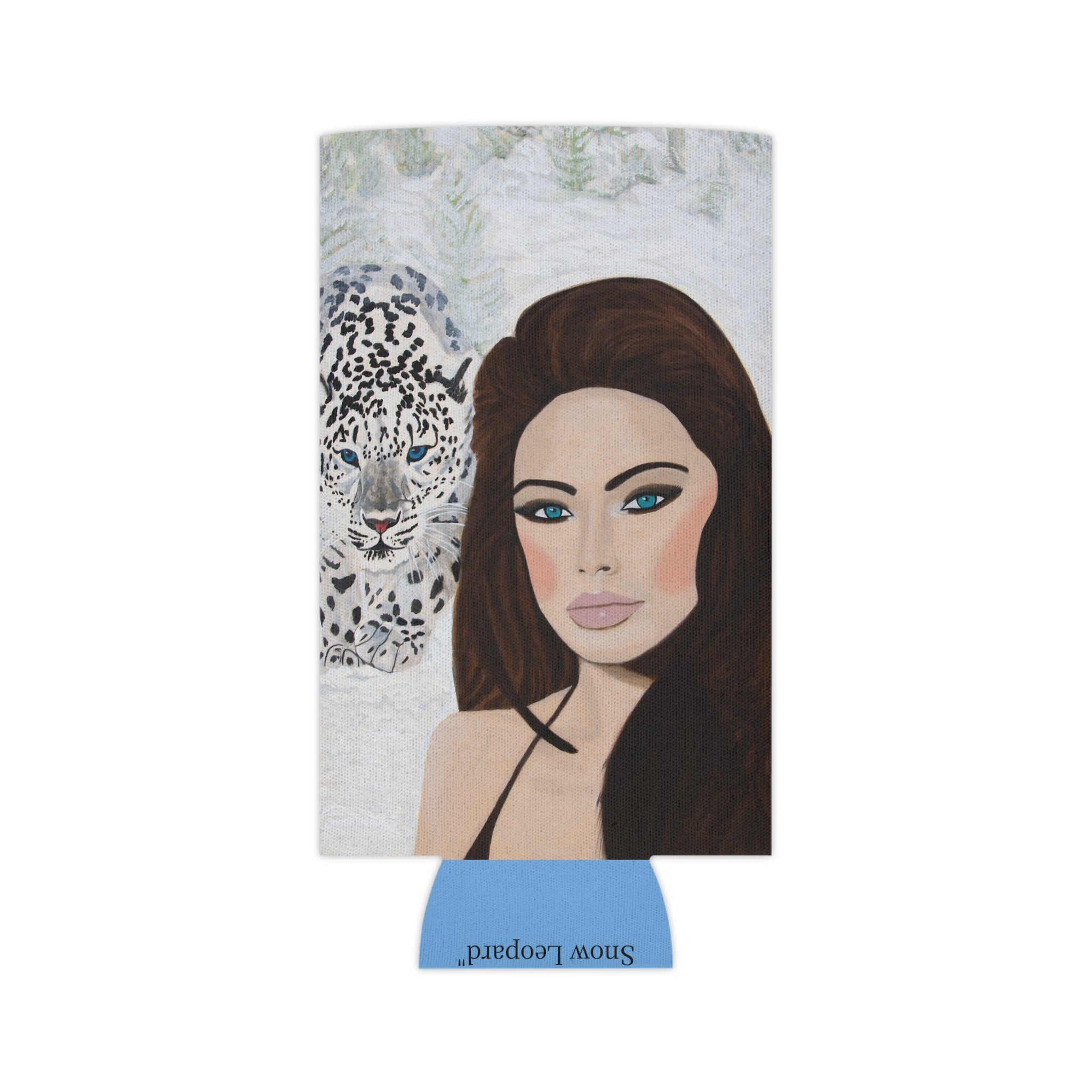 Woman & Snow Leopard | Can Cooler