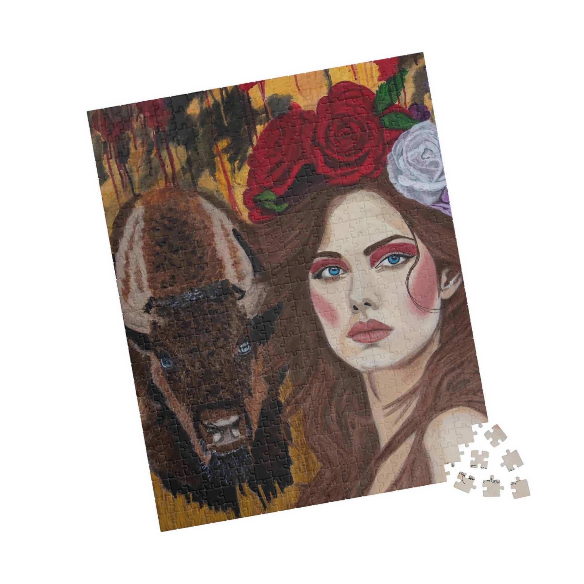 Woman & Bison | Puzzle (110, 252, 520, 1014-piece)