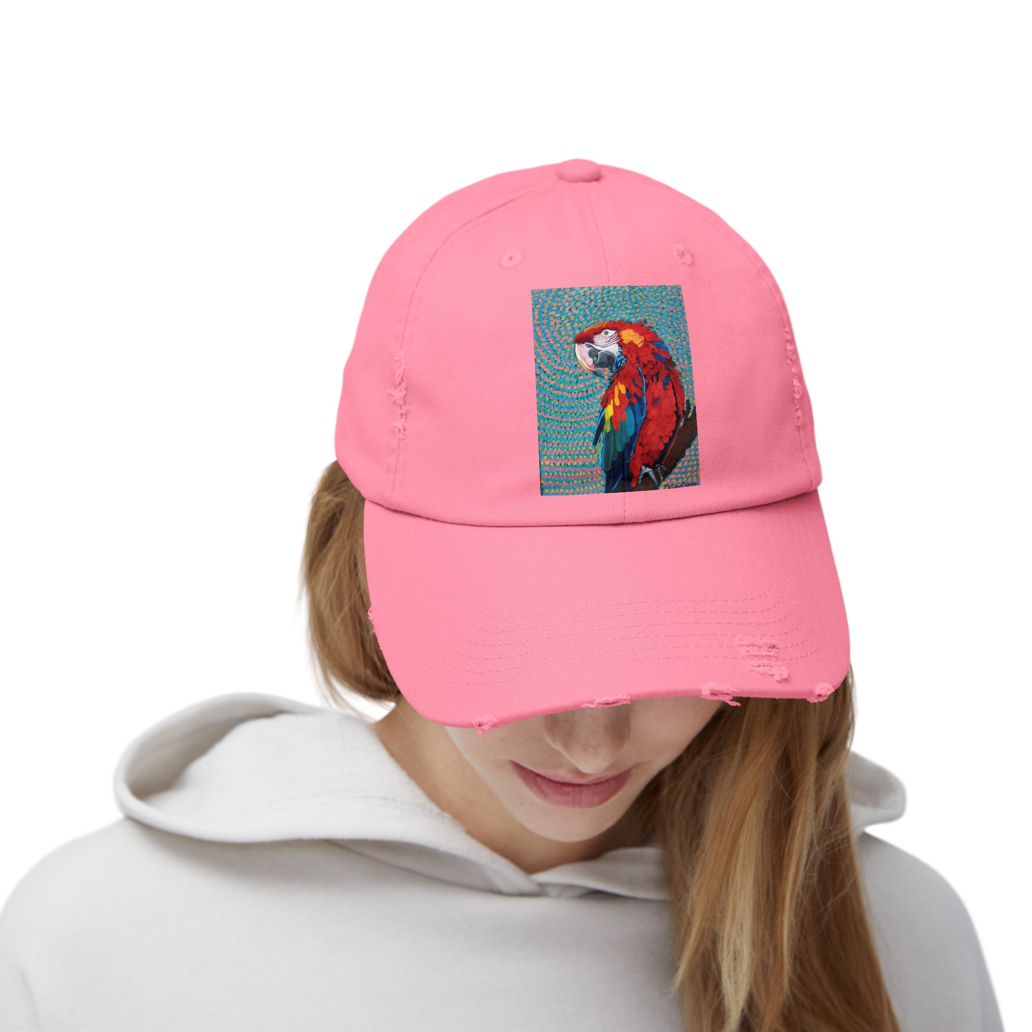 Scarlet Spiral/Directional Scarlet | Unisex Distressed Cap