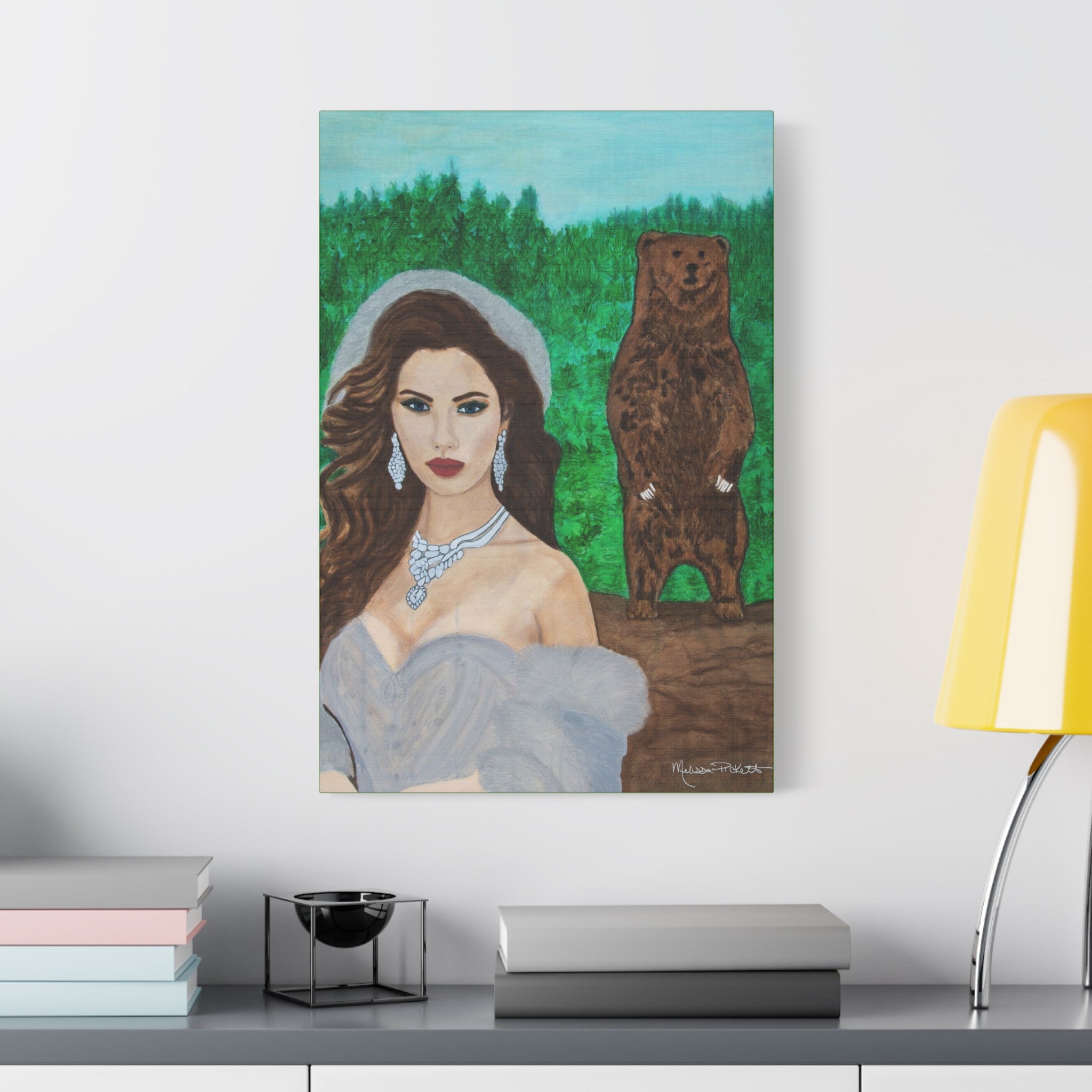 Woman & Bear | Satin Canvas, Stretched