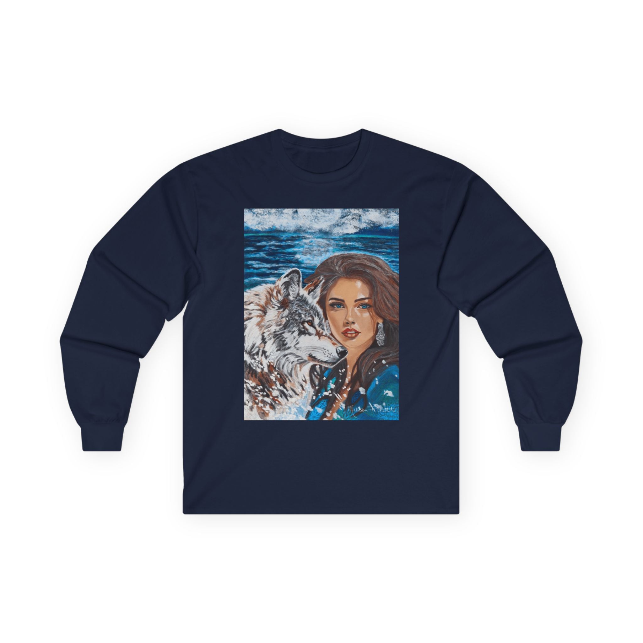 Moonlit Woman & Wolf | Unisex Ultra Cotton Long Sleeve Tee