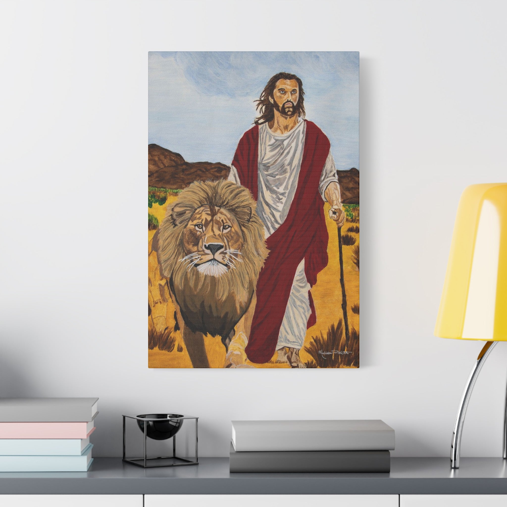 Jesus & The Lion | Satin Canvas, Stretched