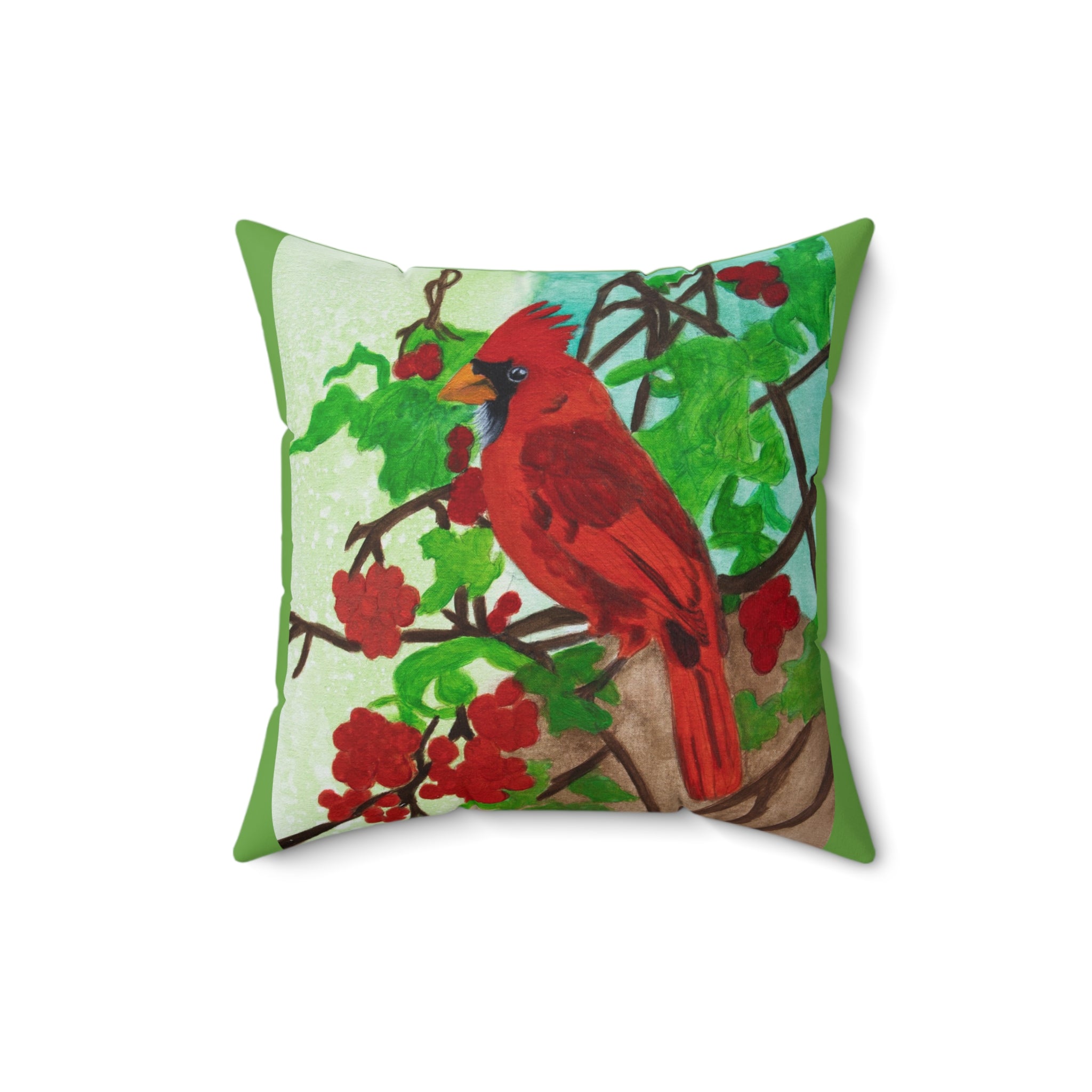 Cardinal (Green) | Spun Polyester Square Pillow