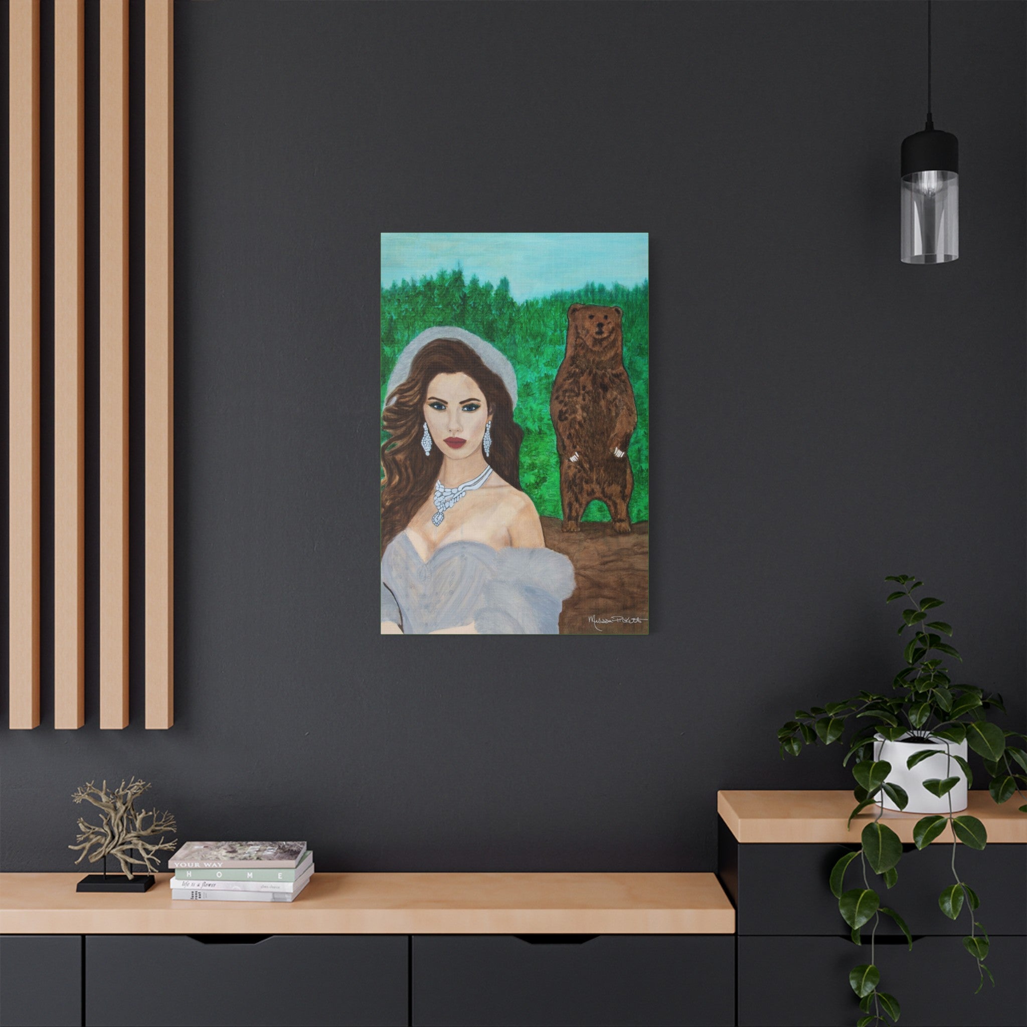 Woman & Bear | Satin Canvas, Stretched