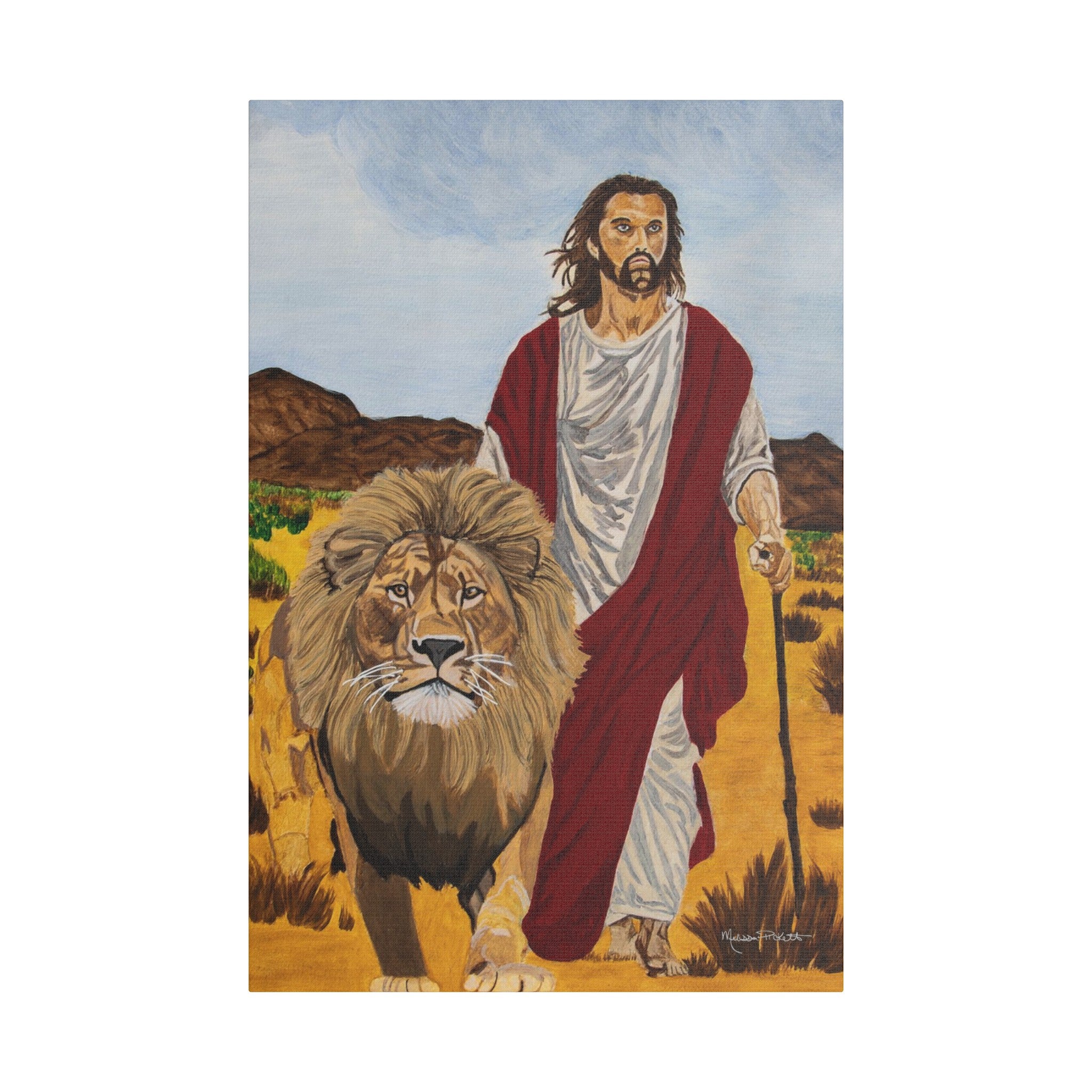 Jesus & The Lion | Satin Canvas, Stretched