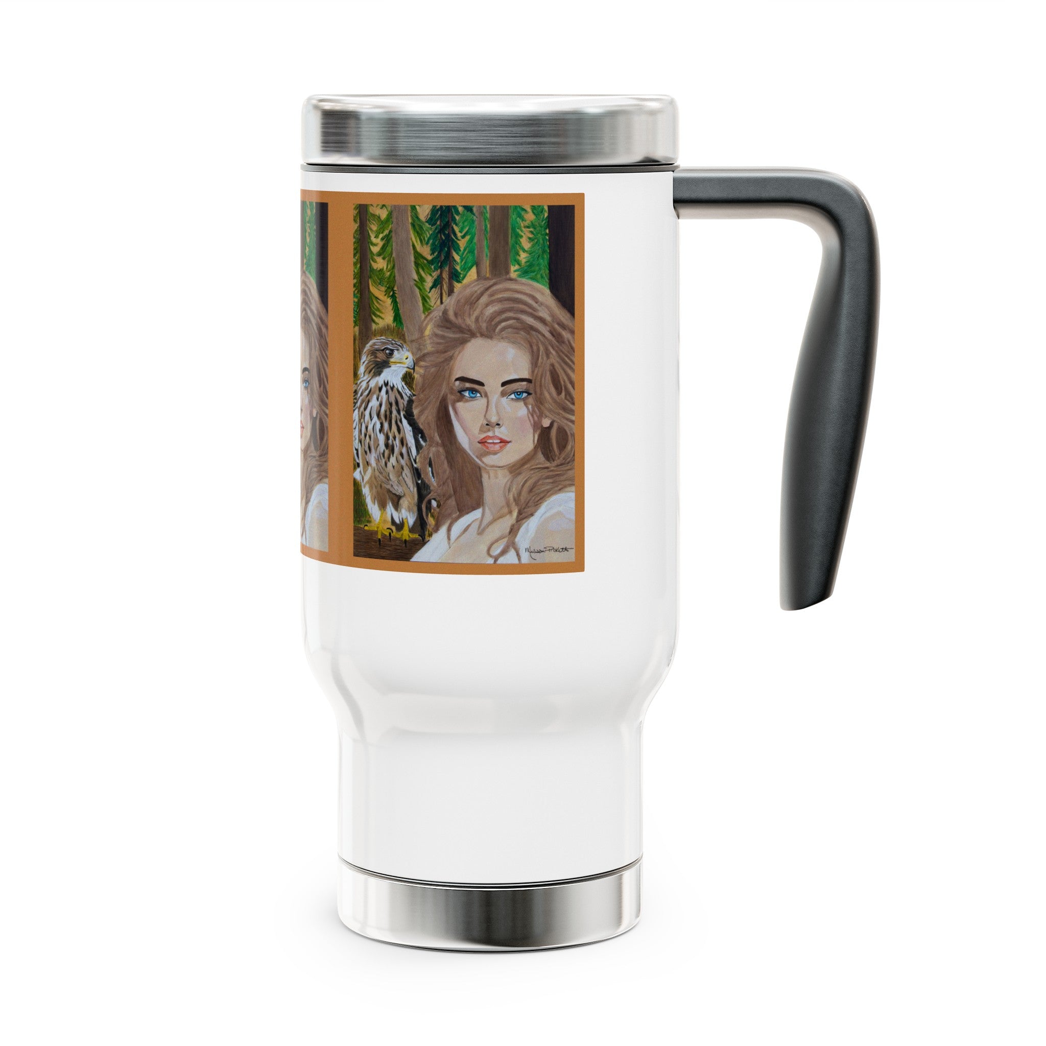 Sarah & Charlie | Stainless Steel Travel Mug with Handle, 14oz