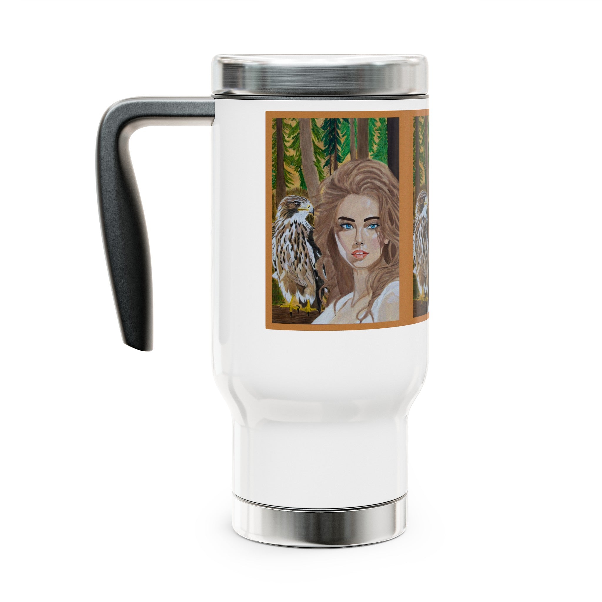 Sarah & Charlie | Stainless Steel Travel Mug with Handle, 14oz