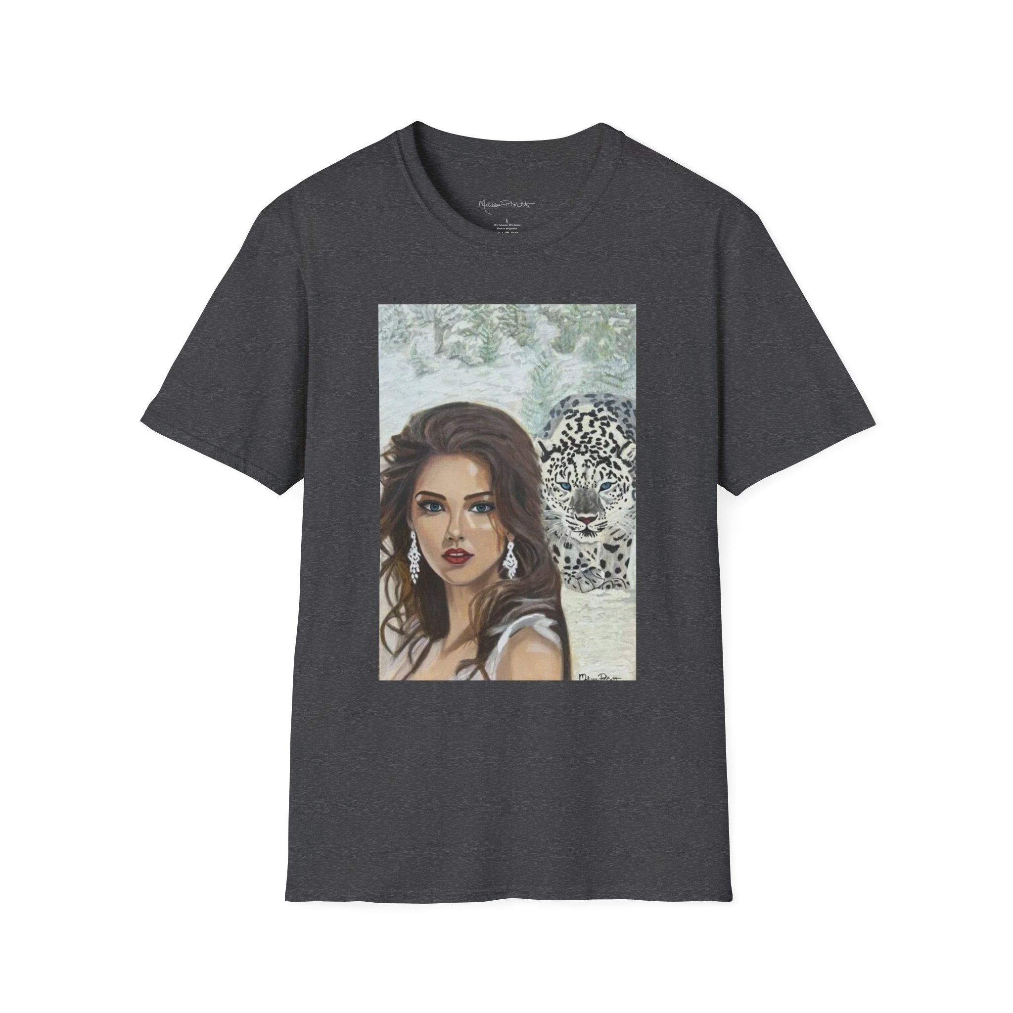 Woman & Snow Leopard | Unisex Softstyle T-Shirt
