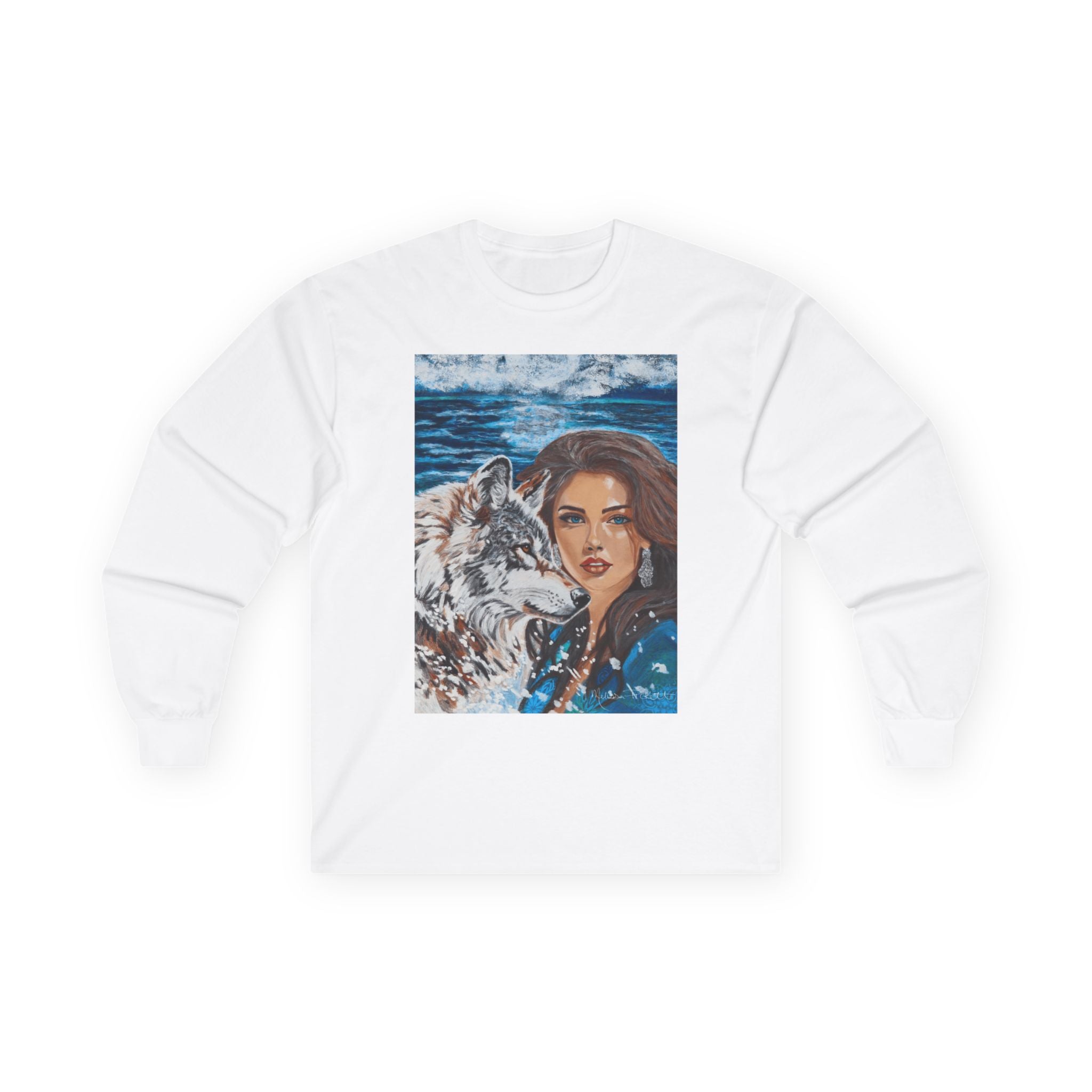 Moonlit Woman & Wolf | Unisex Ultra Cotton Long Sleeve Tee