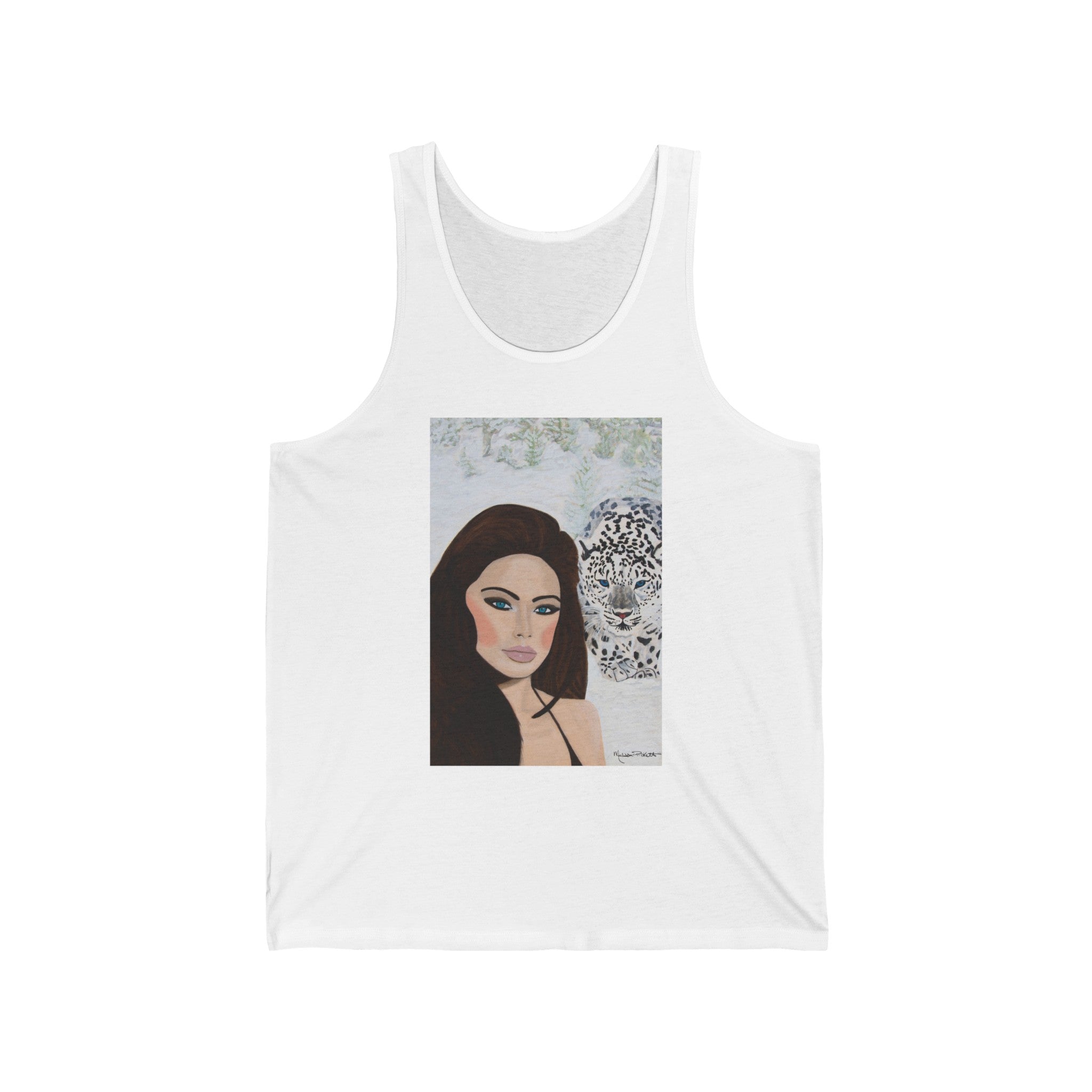 Woman & Snow Leopard | Unisex Jersey Tank